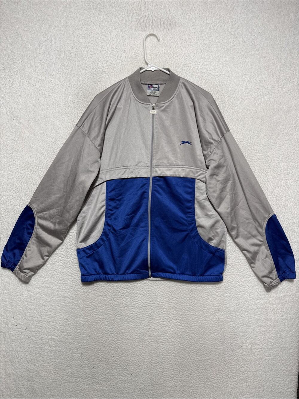 Vtg 90’s Slazenger Track Jacket Mens XL Tall Blue/Gray Full Zipper Front Retro